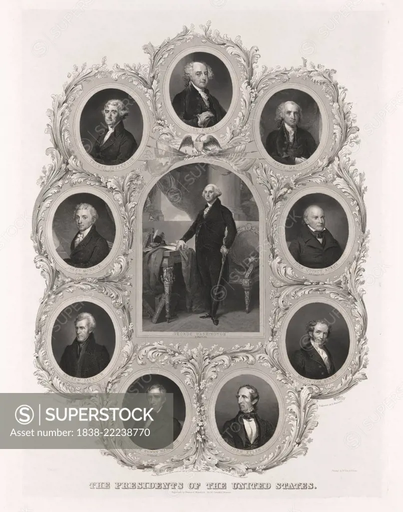 The Presidents of the United States, designed by C.H.H. Billings, Engraving by D. Kimberly, 1842