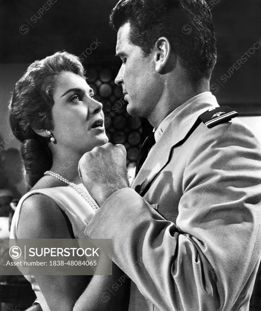 Andra Martin, James Garner, on-set of the Film, "Up Periscope", Warner Bros., 1959