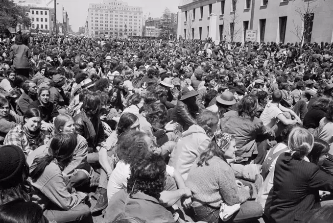 Anti-War Protesters, 14th St. March to Justice Department, Washington, D.C., USA, Warren K. Leffler, May 4, 1971