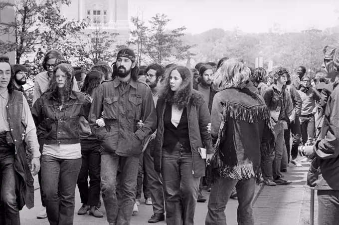 Anti-War Protesters, 14th St. March to Justice Department, Washington, D.C., USA, Warren K. Leffler, May 4, 1971