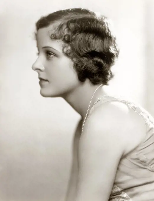 Actress Barbara Kent, Head and Shoulders Profile Portrait, Universal Pictures, late 1920's