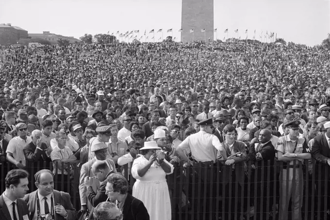 Crowd at March on Washington for Jobs and Freedom, Washington Monument in Background, Washington, D.C., USA, photo by Warren K. Leffler, August 28, 1963