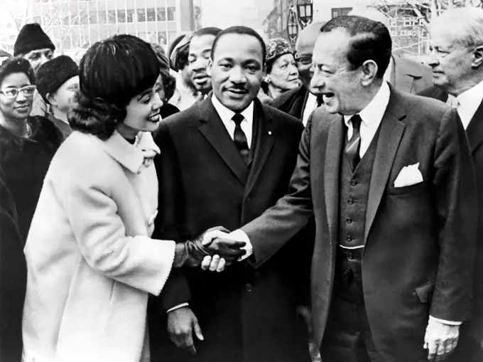 Dr. & Mrs. Martin Luther King Jr., being greeted by New York City Mayor Robert Wagner, New York City, New York, USA, Phil Stanziola, New York World-Telegram & Sun Photo Collection, 1964