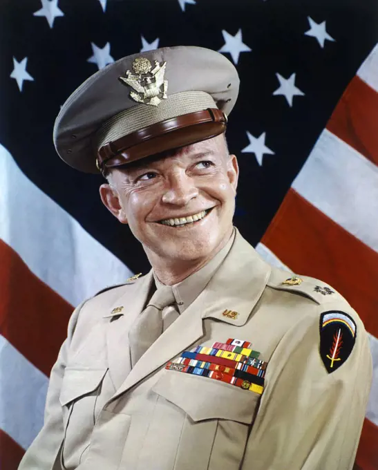 General Dwight D. Eisenhower (1890-1969), head and shoulders Portrait in Military Uniform, Harry Warnecke, Robert F. Cranston, 1945