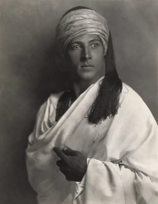 Rudolph Valentino, publicity portrait for the silent film, "The Sheik", Donald Biddle Keyes, Famous Players-Lasky, Paramount Pictures, 1921