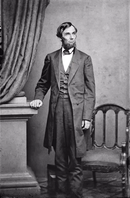 Abraham Lincoln (1809-1865), American Politician, 16th President of the United States, full-length Portrait, Thomas Le Mere, Mathew Brady Studio, 1863