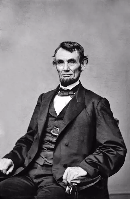 Abraham Lincoln (1809-1865), American Politician, 16th President of the United States, half-length seated Portrait, Anthony Berger, Mathew Brady Studio, 1864