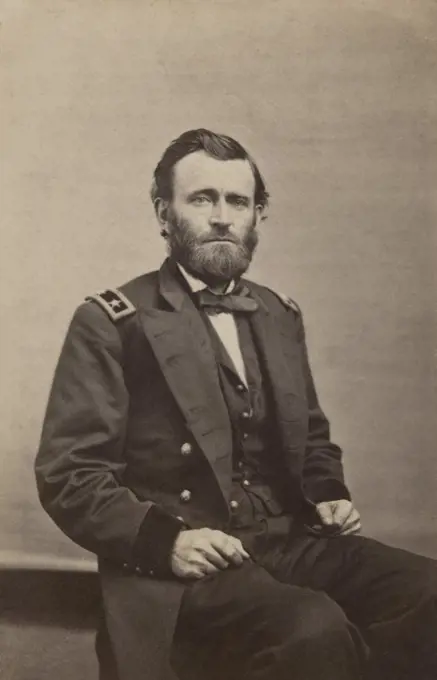 Ulysses S. Grant (1822-85), 18th U.S. President 1869-77, General of Union Army during American Civil War, three-quarter length seated Portrait in Military Uniform, Barr & Young, 1862