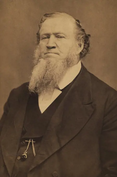 Brigham Young (1801-1877), American Leader in the Latter Day Saint Movement and Settler of Western United States, half-length Portrait, Charles William Carter, 1865