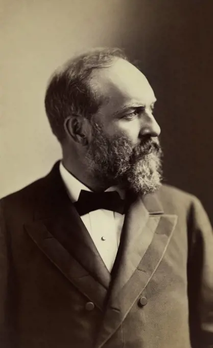 James A. Garfield (1831-1881), 20th U.S. President, head and shoulders Portrait,  Napoleon Sarony, 1881