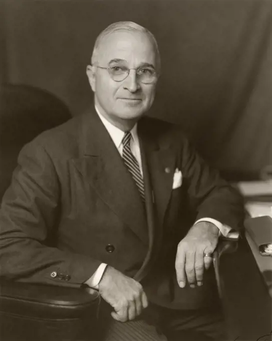 Harry S. Truman (1884-1972), 33rd U.S. President, 1945-1953, head and shoulders Portrait, Harris & Ewing, 1945