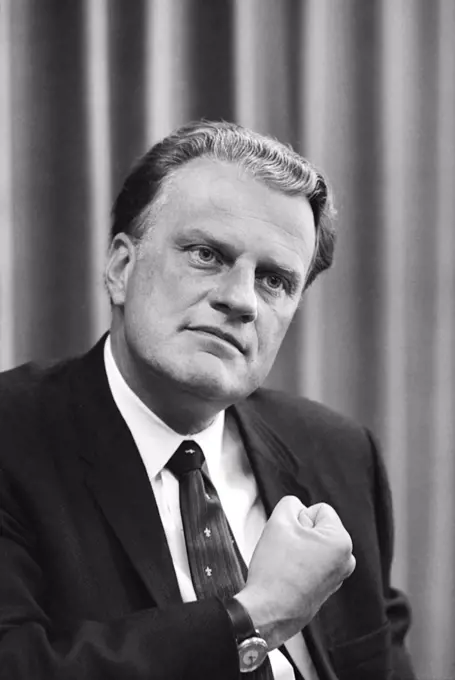 Billy Graham (1918-2018), Internationally known American Evangelist, head and shoulders Portrait, Warren K. Leffler, US News & World Report Magazine Collection, 1966