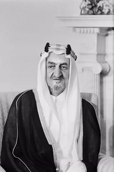 King Faisal of Saudi Arabia during visit with U.S. President Richard Nixon at White House, Washington, D.C., USA, Marion S. Trikosko, US News & World Report Magazine Collection, May 27, 1971