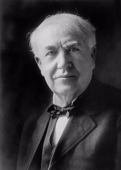 Thomas Alva Edison (1847-1931), American Inventor, head and shoulders Portrait, Detroit Publishing Company, 1920