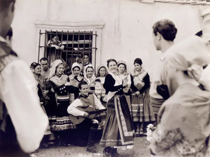 Folk Dance Scene, on-set of the Film, "The Cradle Song", Paramount Pictures, 1933