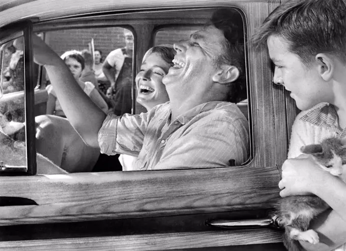 Andy Griffith, Patricia Neal, on-set of the Film, "A Face in the Crowd", Warner Bros., 1957