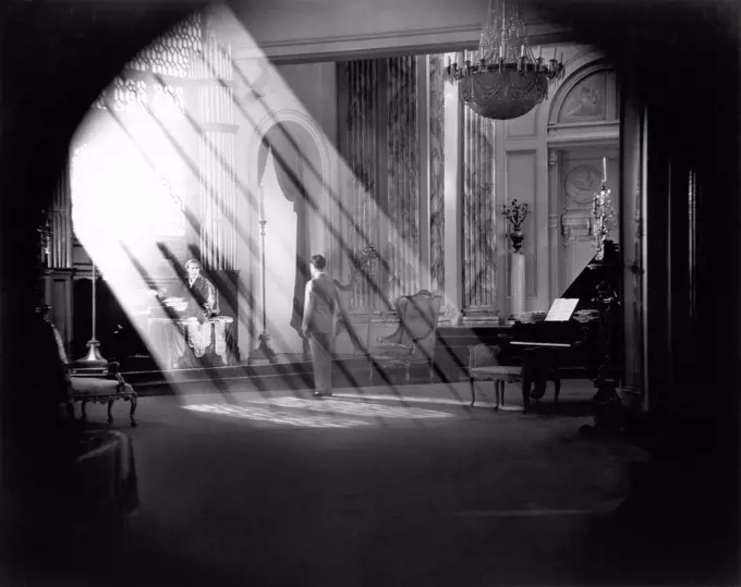 Lars Hanson, John Gilbert, on-set of the Silent Film, "Flesh and the Devil", MGM, 1926