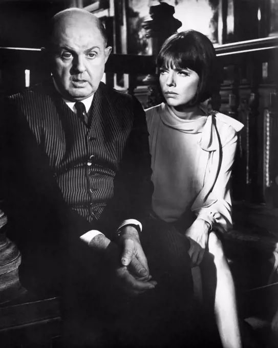 John McGiver, Barbara Feldon, on-set of the Film, "Fitzwilly", United Artists, 1967
