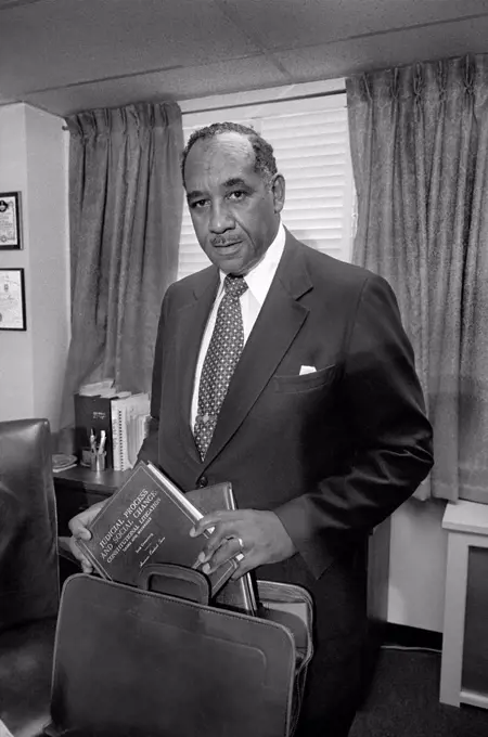 Clarence Mitchell, Jr. (1911-1984), American Civil Rights activist and Chief lobbyist for NAACP, half-length portrait, Washington DC, USA, Warren K. Leffler, US News & World Report Magazine Collection, July 11, 1977