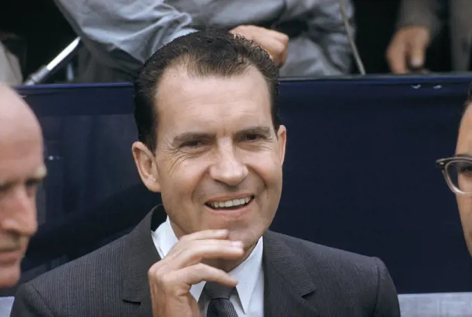 Republican Presidential Nominee Richard Nixon, head and shoulders portrait on election day, New York City, New York, USA, Bernard Gotfryd, November 6, 1968