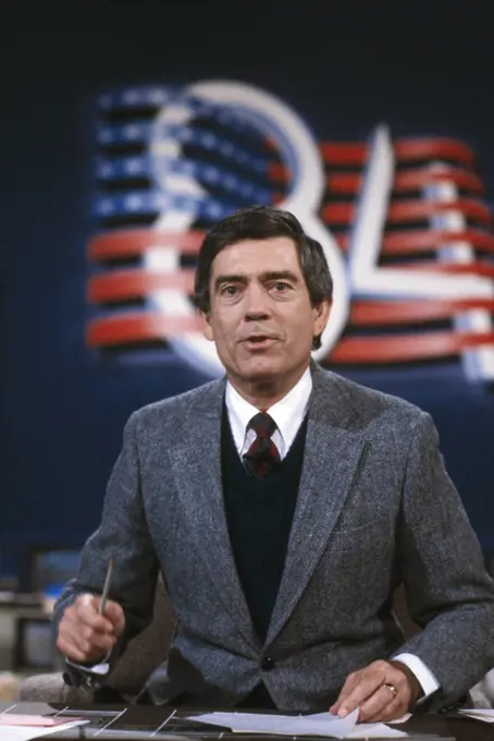 Dan Rather, CBS News Anchor, U.S. Presidential Election Night, New York City, New York, USA, Bernard Gotfryd, November 6, 1984