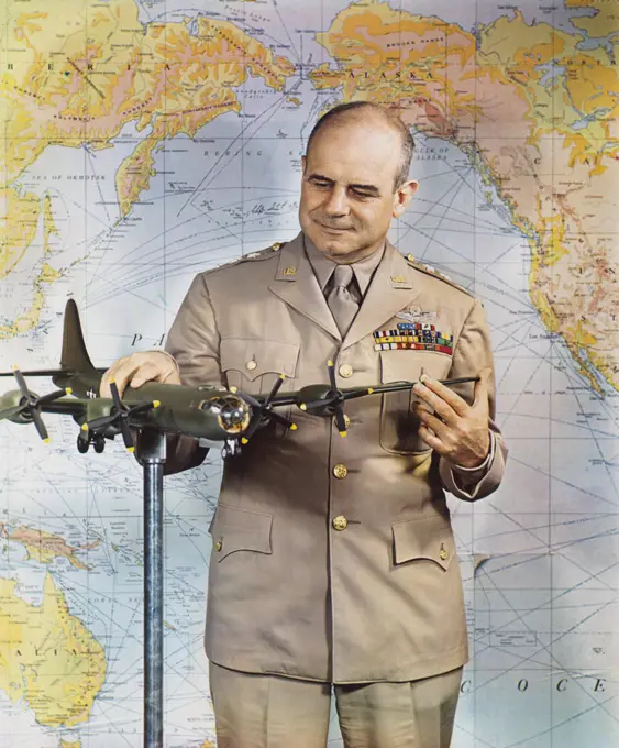 James Harold Doolittle (1896-1993), American military general and aviation pioneer, recipient of Medal of Honor for his daring raids on Japan during World War II, half-length Portrait in Military Uniform, Harry Warnecke, Gus Schoenbaechler, 1945