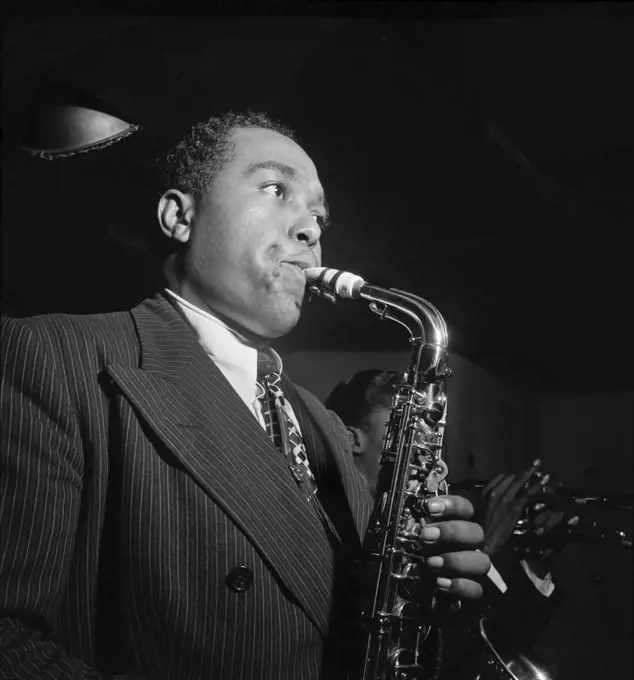 Jazz Saxophonist Charlie Parker performing at Three Deuces Jazz Club, New York City, New York, USA, William P. Gottlieb, August 1947