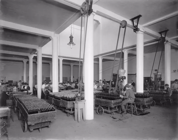 Workers at Bottling Factory, Hiram Walker & Sons, Walkerville, Ontario, Canada, circa 1910 