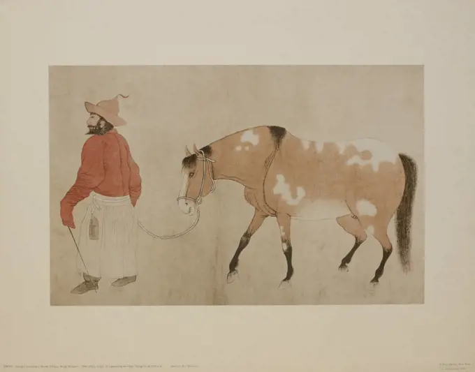 Mongol Leading a Horse, China, Ming Dynasty, Copy of a Painting by Chao Meng-fu 1318