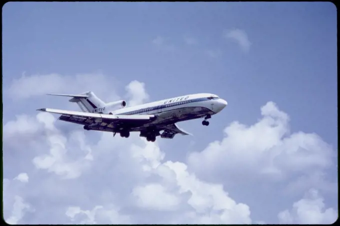 United Airlines Boeing 727-20 Commercial Jet In-Flight, 1960's