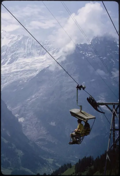 Two People on Chair Lift, Grindelweld, Switzerland, 1964