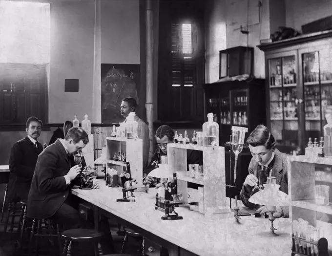 Class in Bacteriology Laboratory, Howard University, Washington DC, USA, W.E.B. DuBois Collection, 1900