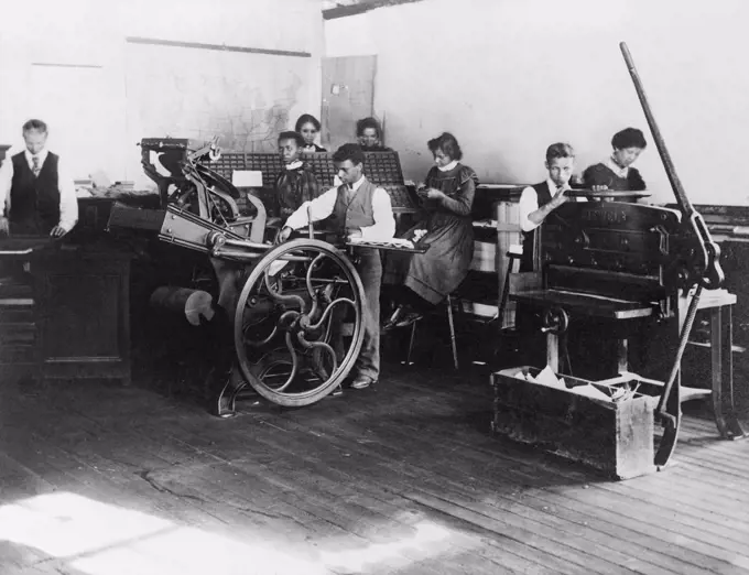 Students Printing with Printing Presses, Claflin University, Orangeburg, South Carolina, USA, 1899