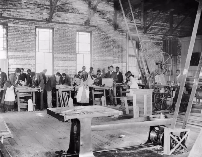 Students in Woodworking Shop, Claflin University, Orangeburg, South Carolina, USA, 1899