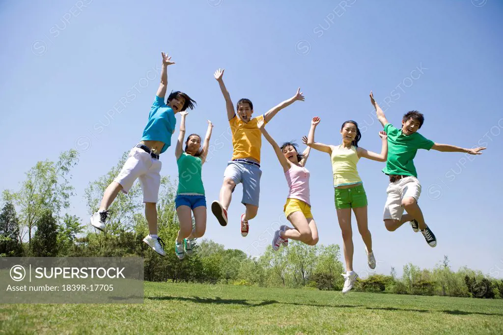 Portrait of a group of friends at the park