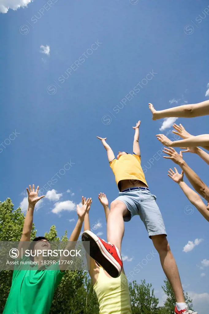 Portrait of a group of friends at the park