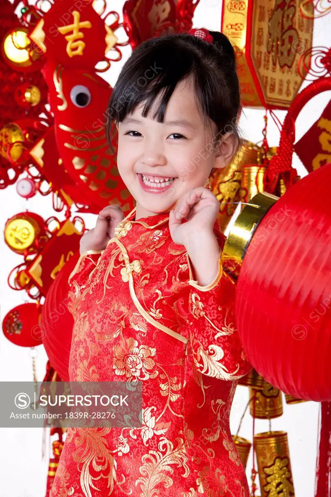 Portrait of a cute Chinese girl in traditional clothing