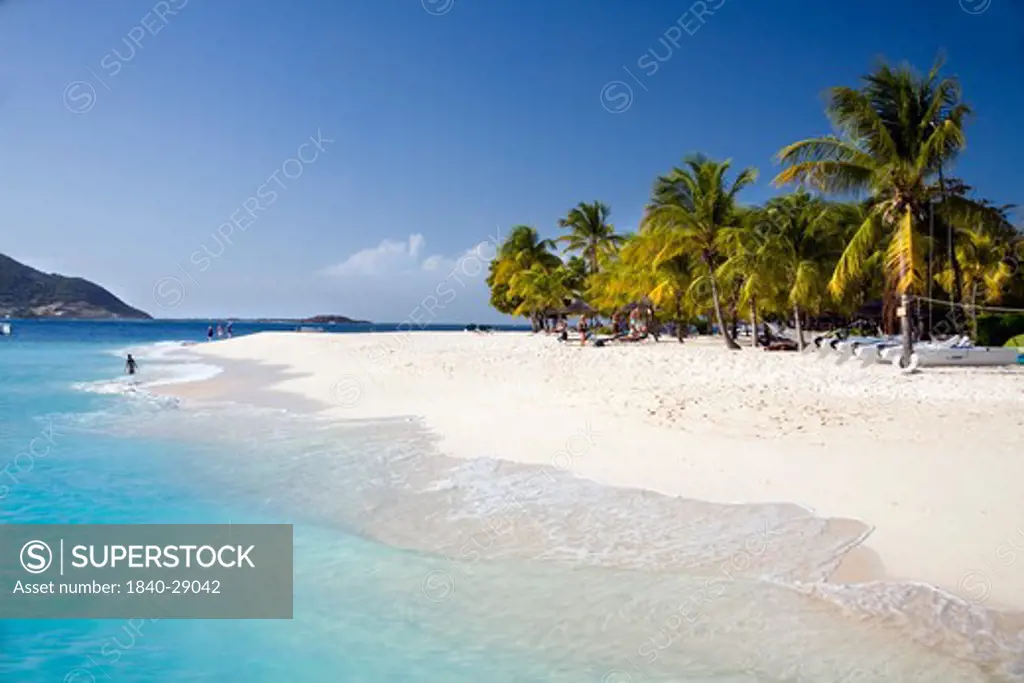 Stunning beach at Palm Island in the Grenadines. Caribbean