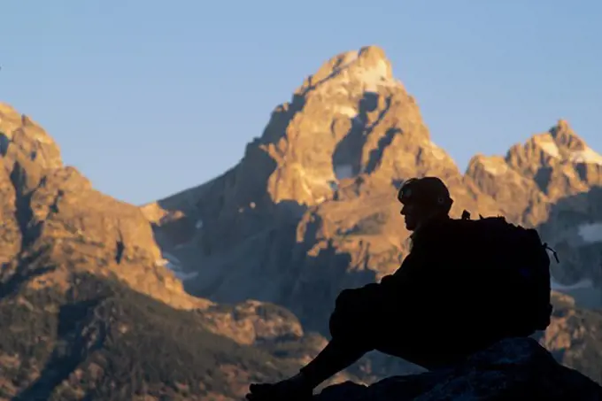 Morning light on Grand Teton Peak, Grand Teton National Park, Wyoming.