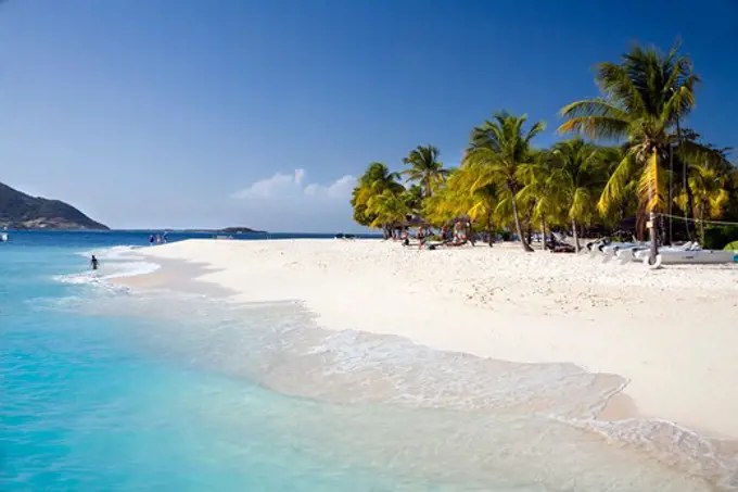 Stunning beach at Palm Island in the Grenadines. Caribbean