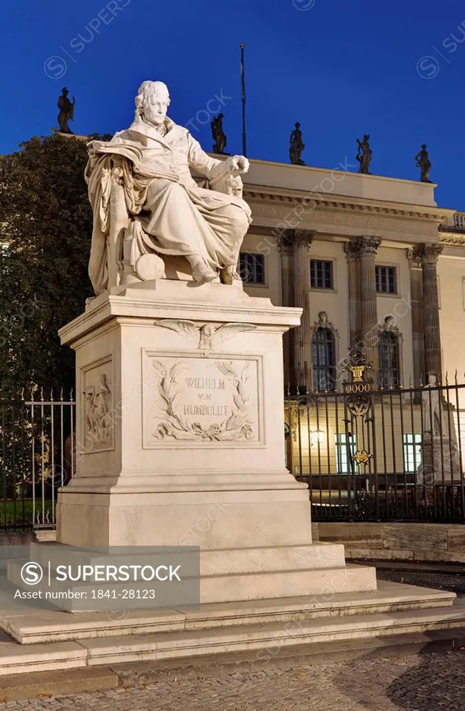 Wilhelm von Humboldt sculpture in front of university building, Humboldt University, Berlin, Germany