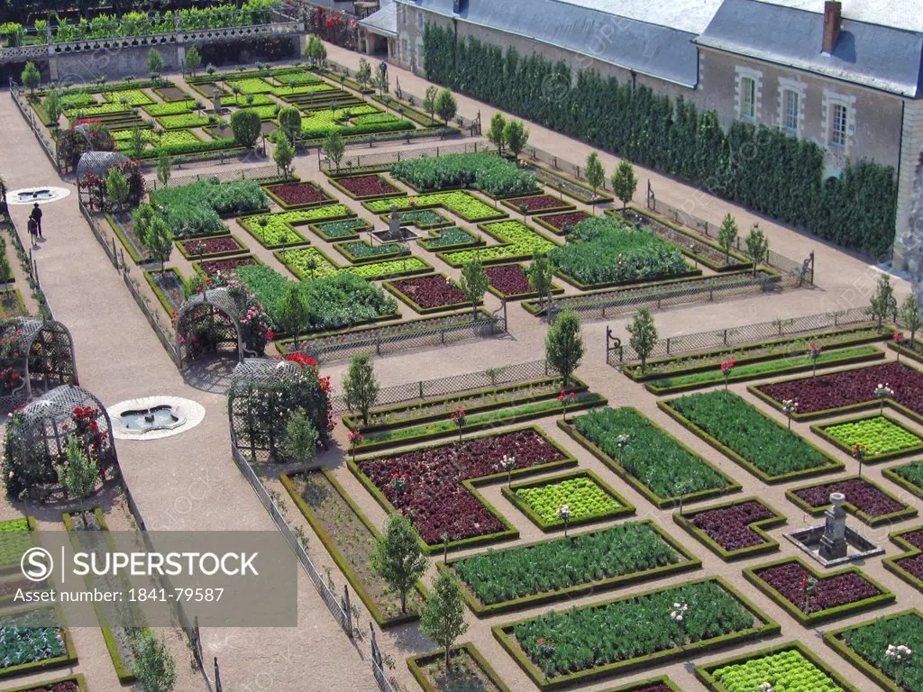 High angle view of formal garden