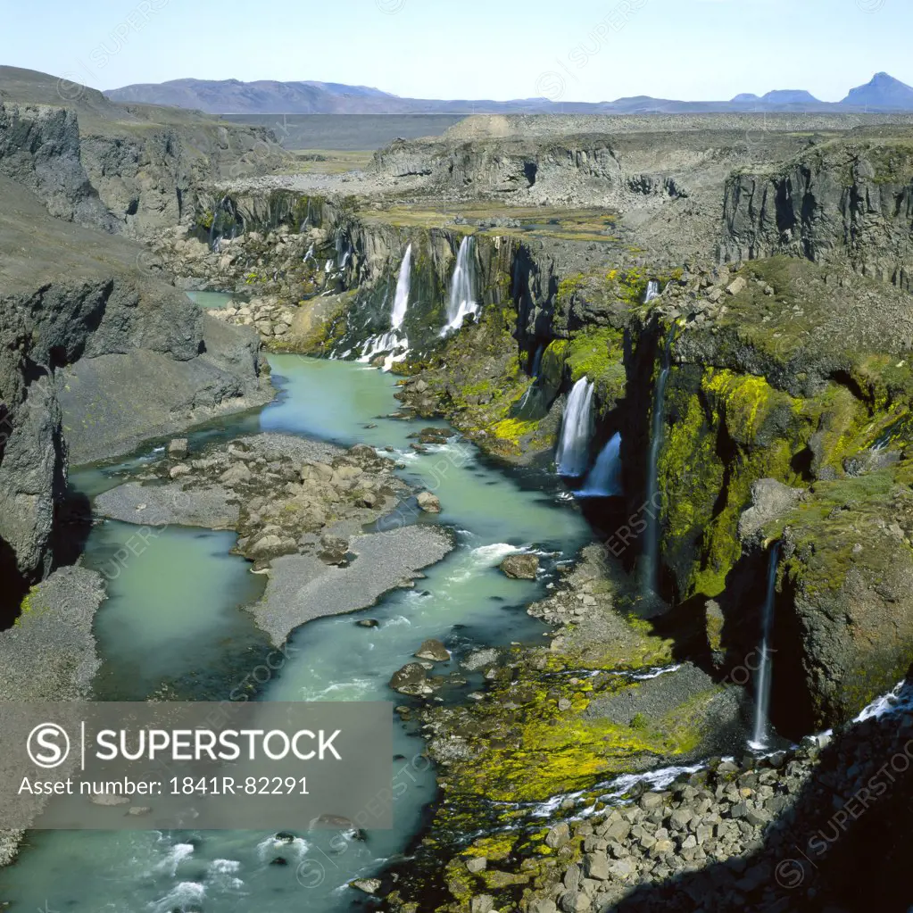 Fluvial topography (Hrauneyarfoss) in Iceland