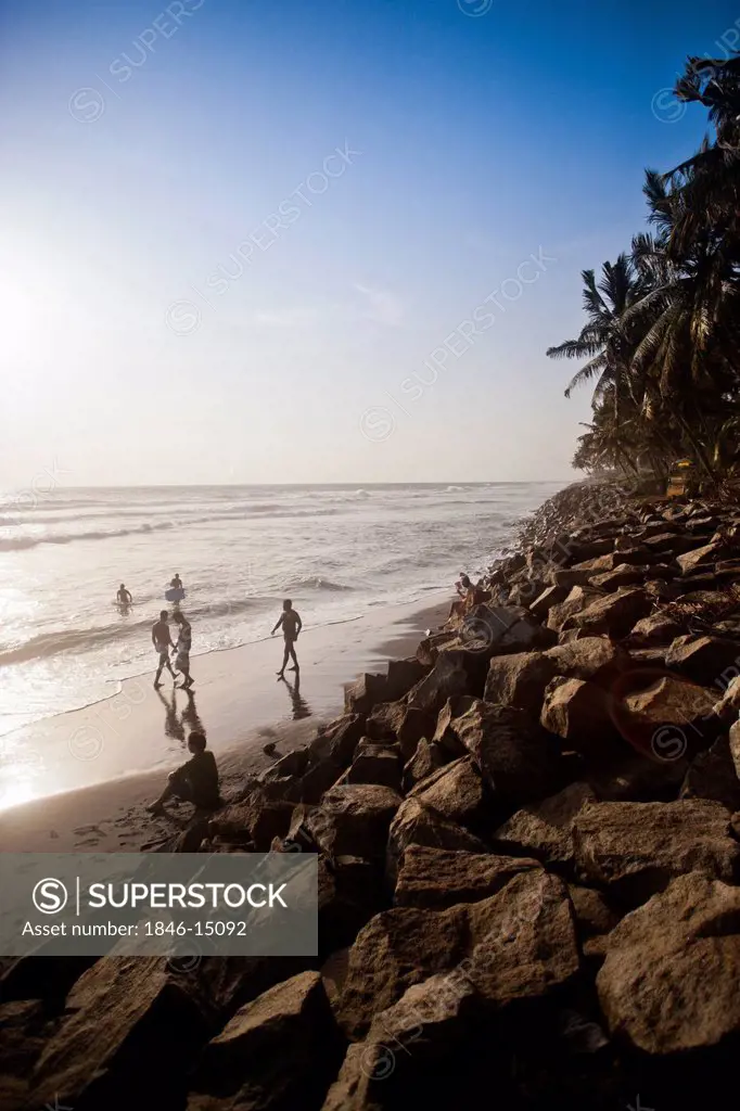 Rocks on the coast, Varkala, Kerala, India