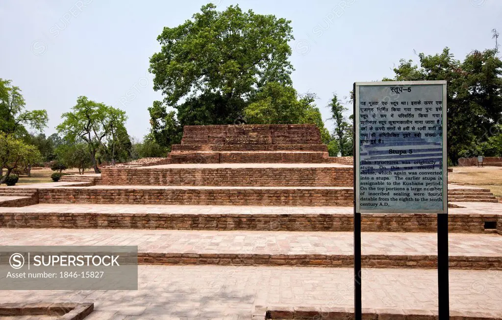 Information signboard at a temple, Jain Temple, Shravasti, Uttar Pradesh, India