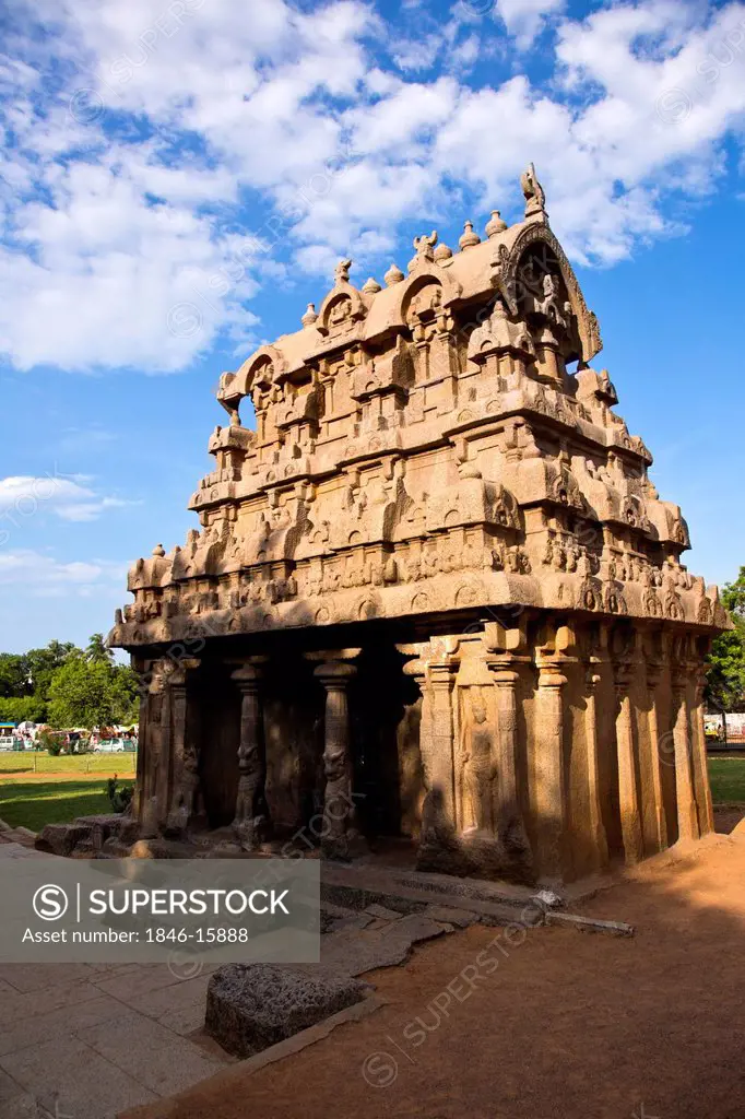 Ancient Pancha Rathas temple at Mahabalipuram, Kanchipuram District, Tamil Nadu, India