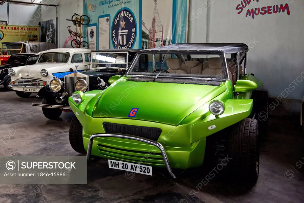 Vintage cars in a museum, Sudha Car Museum, Hyderabad, Andhra Pradesh, India