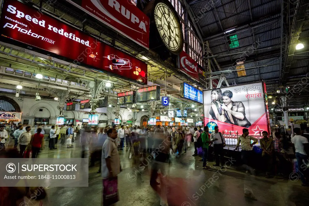 Busy main hall of Churchgate Railway Station, Mumbai, Maharashtra, India