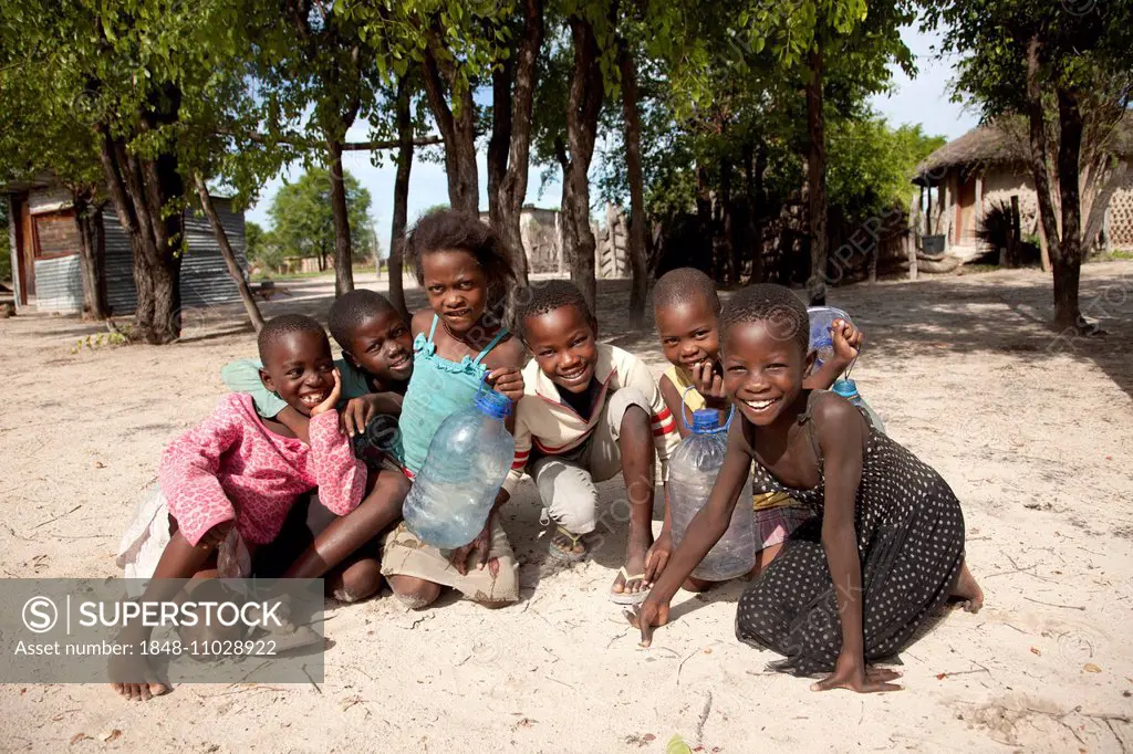 Cheerful children in a village in the Okavango Delta, Botswana