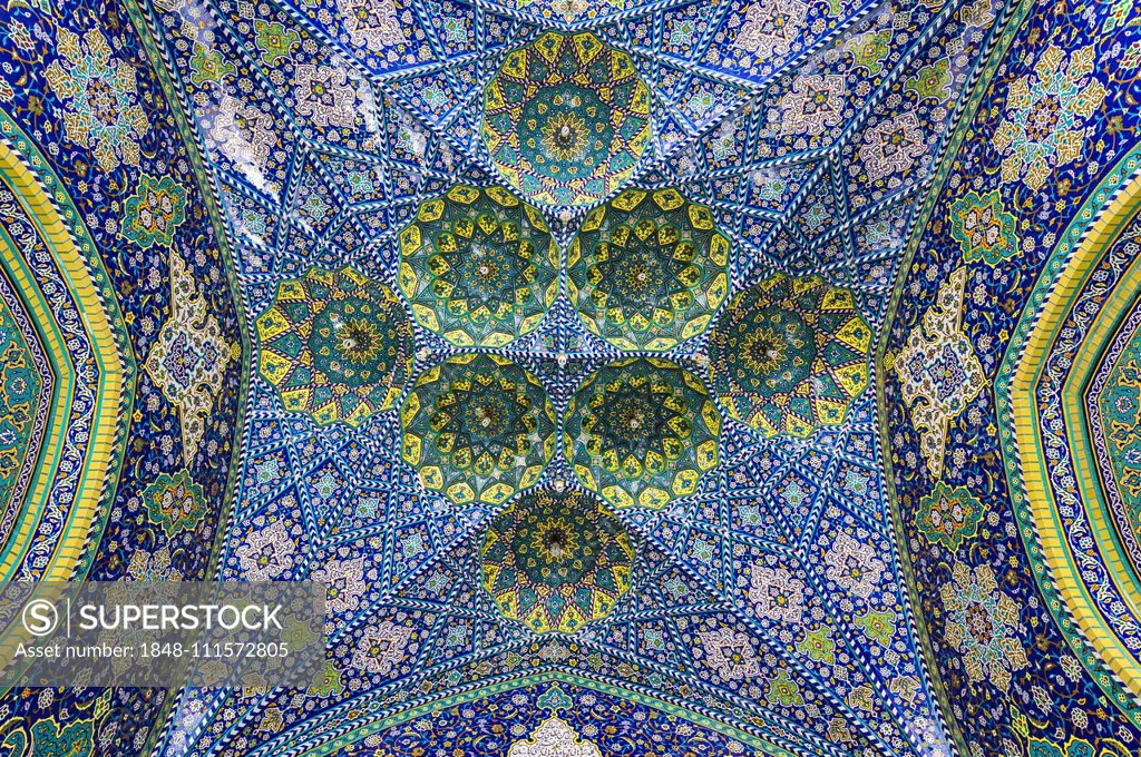 Ceiling mosaic, Hazrat-e Masumeh, Qom, Iran, Asia